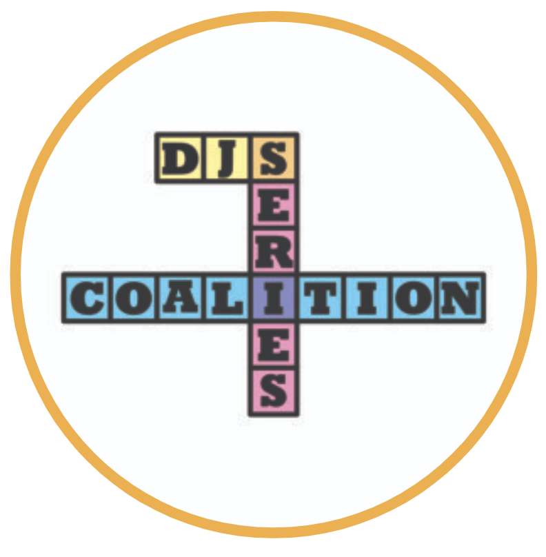 DJS Coalition Logo: Letters arranged in cross-word pattern